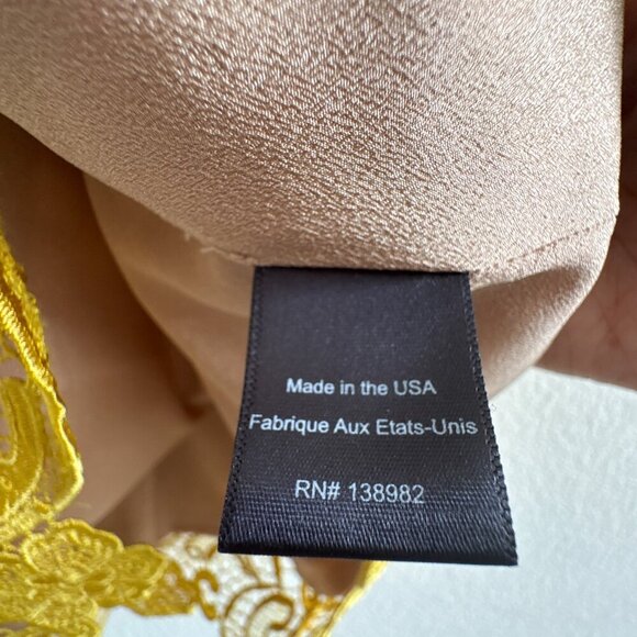 Dress the Population Ava Yellow Lace Mini Dress Large V-Neck Sleeveless Lined - Picture 6 of 15